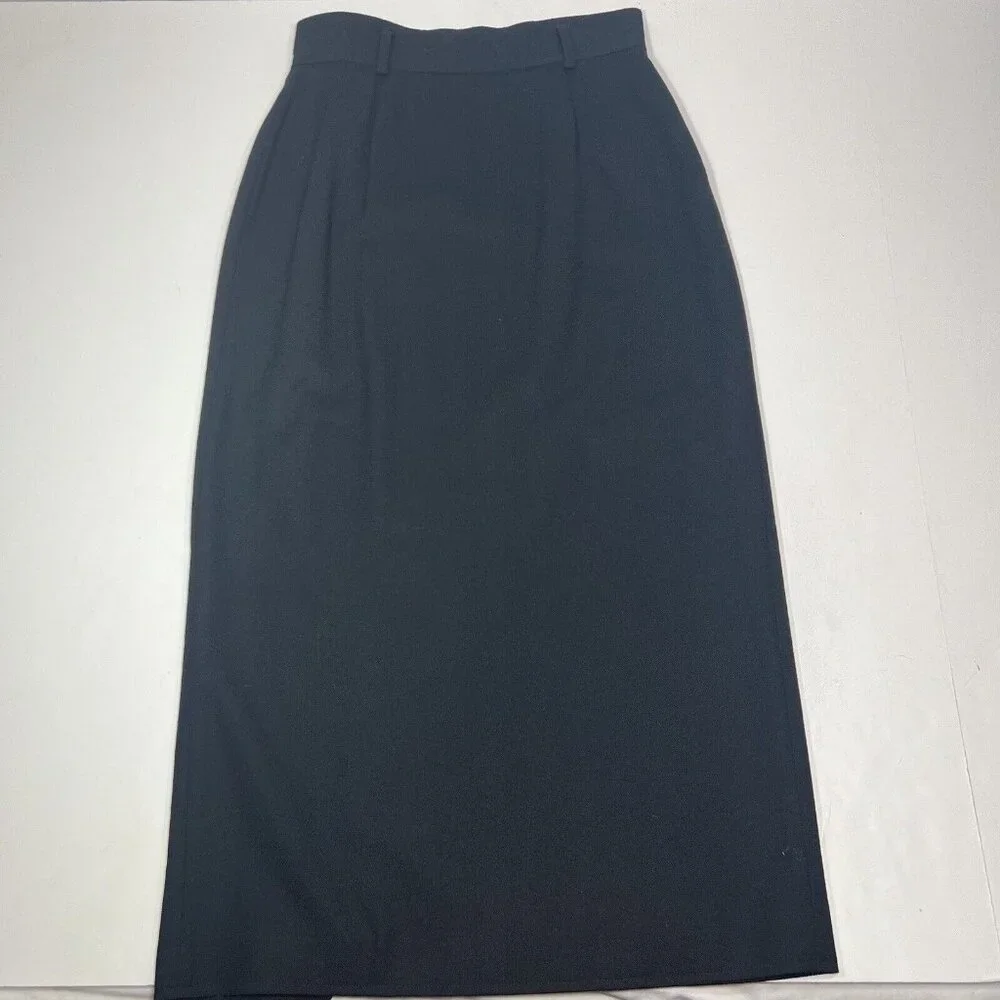 Vintage Christian Dior Suit 2 Pc Jacket & Wrap Skirt Black Size 8 100% Wool USA